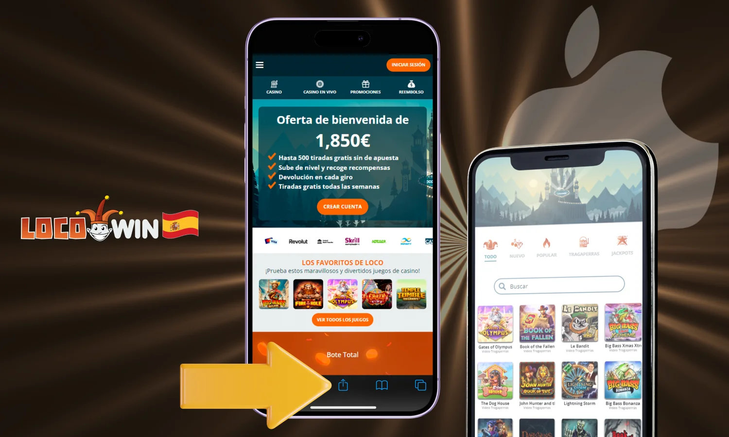 Descargar la aplicaci&oacute;n m&oacute;vil del casino Locowin para iOS