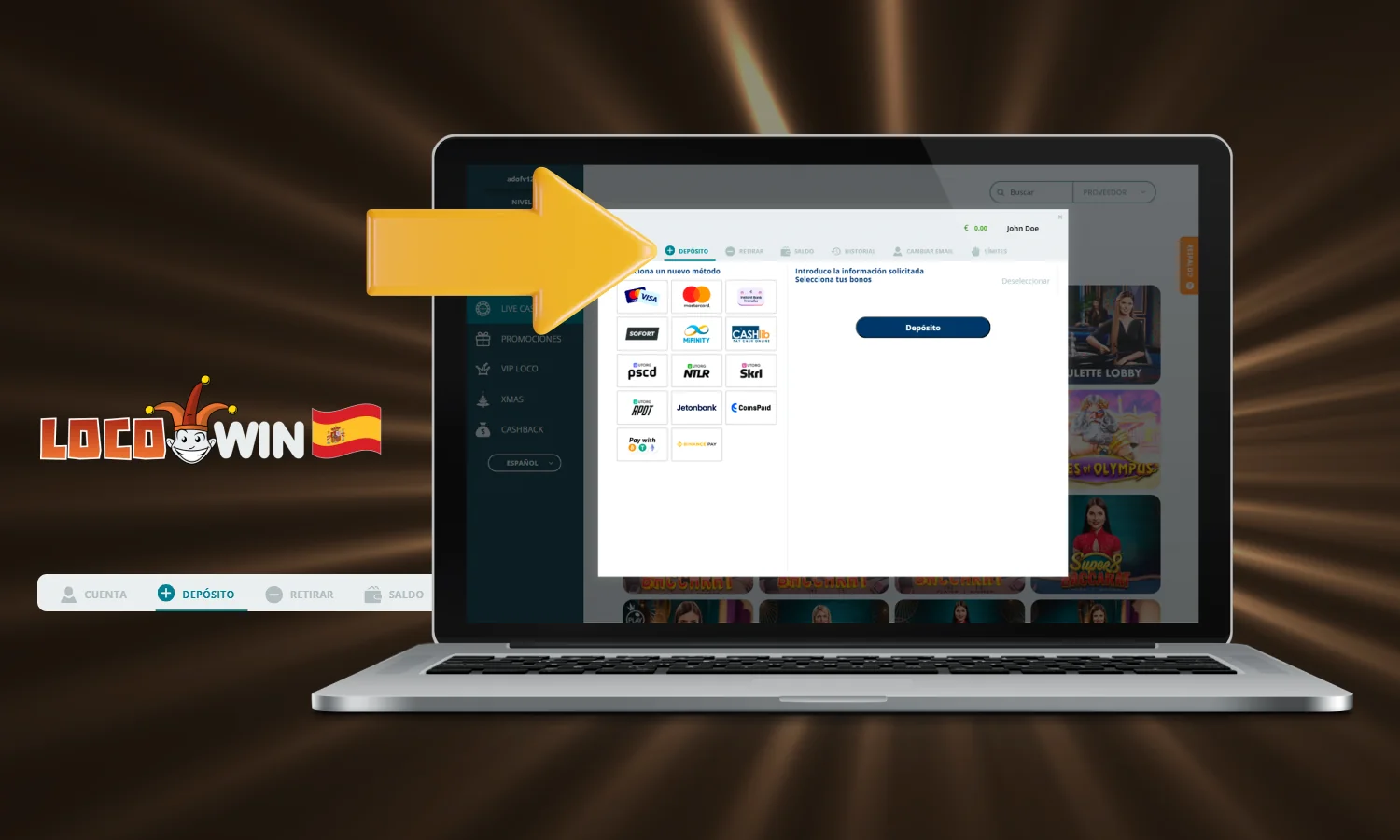 Depositar en Locowin Casino Espa&ntilde;a