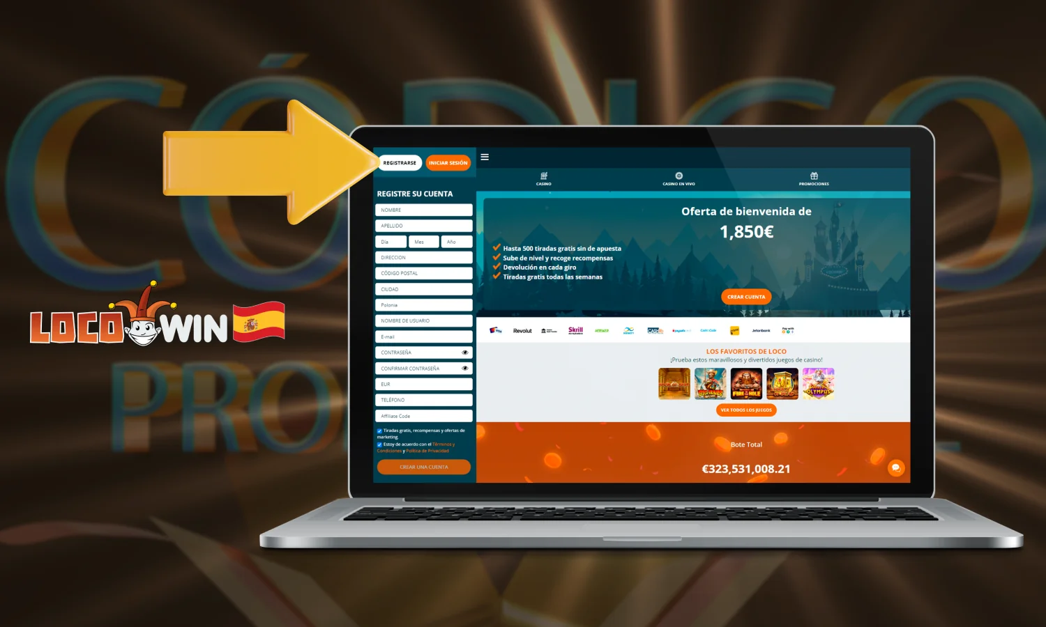 Instrucciones de activaci&oacute;n del c&oacute;digo promocional Locowin para jugadores espa&ntilde;oles
